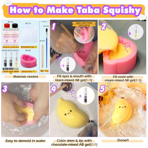 Fruit Squishy Craft Set Liquid Silicone Banana Silicone Mould Colour Paste - color: Banana