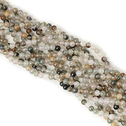 60PCS 6mm Natural Green Phantom Crystal Round Loose Beads for Jewelry Making 1 Strand 15" - color: Green Phantom, size: 6mm