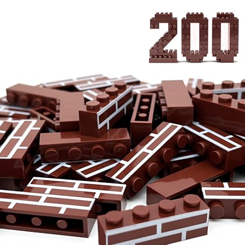 200PCS Classic Wall Building Bricks 1x4 Brown Color, Compatible with Lego Part, ABS material, Creative Building Sets for Home, School & DIY STEM Projects, Construction Toy for Kid Age 6 7 8 9 10 11 12 - color: Brown 200pcs