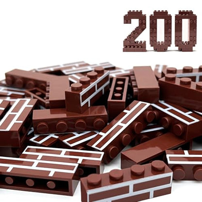 200PCS Classic Wall Building Bricks 1x4 Brown Color, Compatible with Lego Part, ABS material, Creative Building Sets for Home, School & DIY STEM Projects, Construction Toy for Kid Age 6 7 8 9 10 11 12 - color: Brown 200pcs