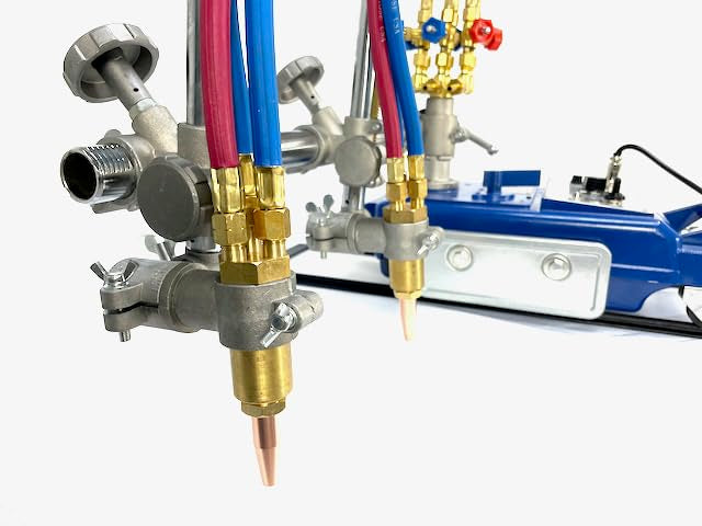 BLUEROCK CG-100 Double Cutting Gas Track Torch, 120V Motorized Steel Cutting & Beveling Machine with 12' Track, Dual Torch Heads, 3/16"-4" Cutting Capacity