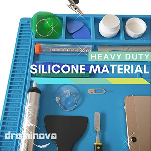 Professional Large soldering Mat (55x35cm) Repair Silicone Magnetic Work Mat For Electronics, Computer, Cell Phone DIY, Welding Heat Resistant Anti-Static Repair Mat For Solder Iron Station