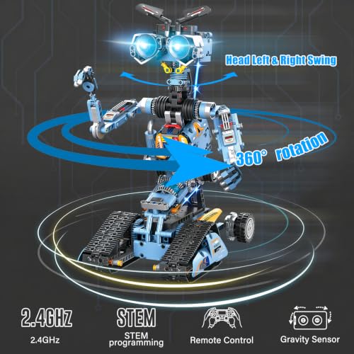 4-in-1 Rechargeable Remote Control RC Robot Building Toys for Kids, STEM Educational Building Block Robotics Kit Gifts for Christmas Boys Girls Ages 6 7 8 9 10 11 12+ (813PCS)