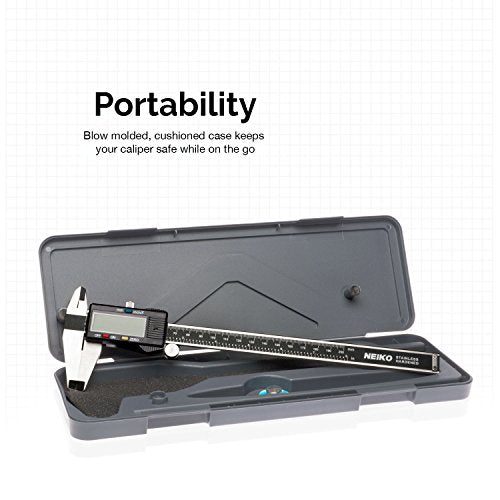 NEIKO 01408A 8” Electronic Digital Caliper Extra Large Display | 0-8 Inches | Inch/Fractions/Millimeter Conversion | Polished Stainless Steel - size: 8 Inch, style: Stainless Steel