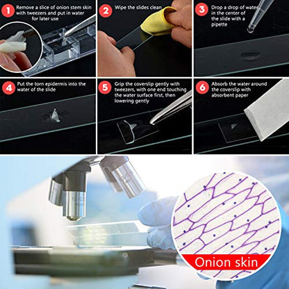 50 Pieces Microscope Slides and 100pcs Pre-Cleaned 20mm x 20mm Microscope Cover Slips Glasses for Basic Biological Science Education
