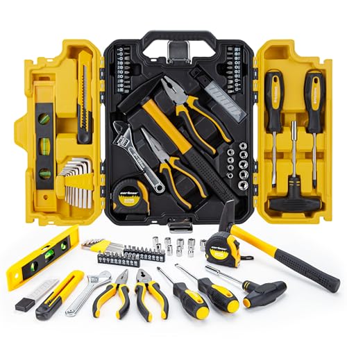 CARTMAN 57-Piece Home Tool Kit, Yellow Household Tool Set With Storage Case - style: 57 PC