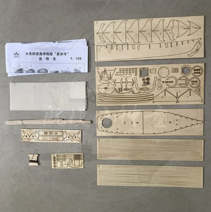 HAPYLY Scale DIY Hobby Wooden Ship Science Equipmen Assembly Model Boat Kits Sailing Boat Kit Decor Toy Gift (1:120) - size: 1:120