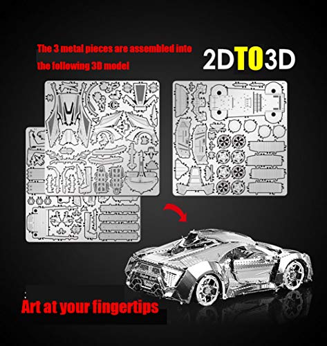feiwo DIY 3D Car Metal Model Puzzle 3D Laser Cut Jigsaw Craft Kits 3D Metal Model Kit for Adults Birthday Gift Collection Brain Teaser Puzzles