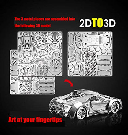 feiwo DIY 3D Car Metal Model Puzzle 3D Laser Cut Jigsaw Craft Kits 3D Metal Model Kit for Adults Birthday Gift Collection Brain Teaser Puzzles