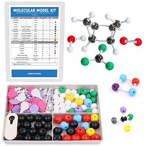 Swpeet 178 Pcs Molecular Model Kit for Inorganic & Organic Molecular Model Teacher and 16 Years and Over Teenages Kit - 69 Atoms & 30 Orbitals & 78 Links & 1 Short Link Remover Tool - Science Toys - style: 178 Pieces Molecular Model Kit