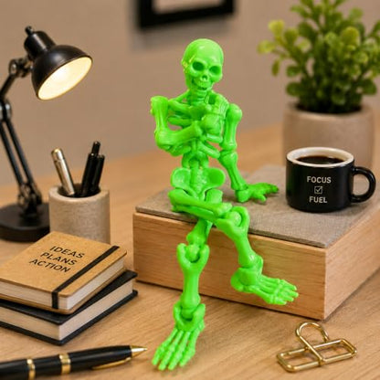 Fully Articulated Human Skeleton Action Figure, Green - color: Fluo Green