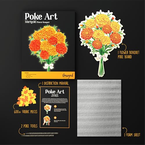 Unwynd Poke Art Marigold Flower Bouquet Kit for Adults, Women and Teens - style: Marigold