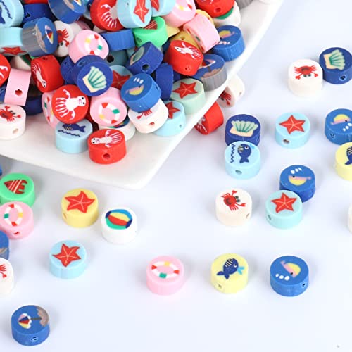 200PCS 10mm Colorful Ocean Animal Polymer Clay Bead Bulk for Jewelry Making - color: Clay Ocean Animals