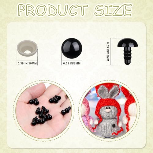 320Pcs Safety Eyes for Crocheting 8mm Amigurumi Craft Doll Eyes - size: 8mm