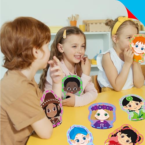 SpriteGru 9 Pieces Happy Face Lacing Cards, 9 Double Sided Color Sewing Cards with 9 Colorful Laces, Educational & Learning Activity Games, Imagination Development Lacing Toys for Preschoolers, Kids - color: Happy Face