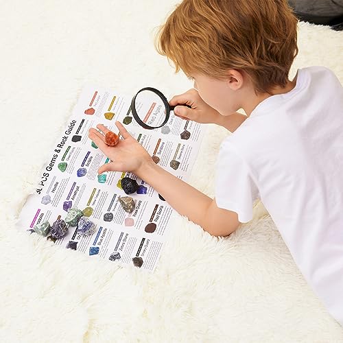 Rock Collection for Kids - 30Pcs Rocks, Gemstones & Crystals Kit