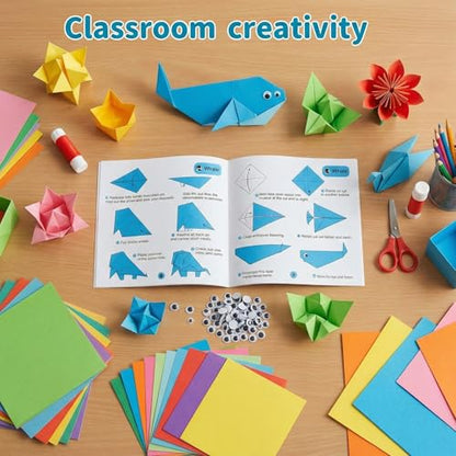 Koogel 250 Sheets Origami Paper Craft Kits, 6"x 6" with Origami Book