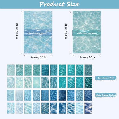 Water Ripple Scrapbook Paper Pack, 60 Sheets, 14 x 21 cm, Blue Green - color: Water Ripples