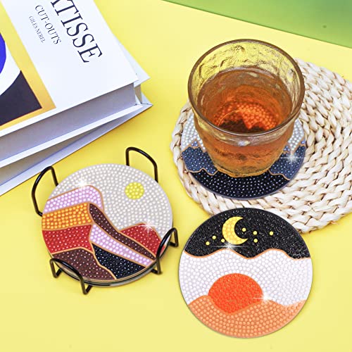 Vcekract 6 Pcs Abstract Landscape Diamond Art Coasters Kit for Adults - color: Abstract Landscape Coasters
