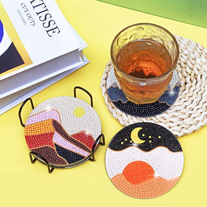 Vcekract 6 Pcs Abstract Landscape Diamond Art Coasters Kit for Adults - color: Abstract Landscape Coasters