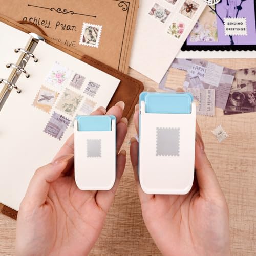 BAOFALI 2Pcs/Set Stamp Punch,Stamp Puncher, 0.6 x 0.5 inch, 1 x 0.8 Inch, Rectangular Stamps Punch, Lever Craft Hole Cutter Puncher, Paper Punches for Journaling Crafting DIY Scrapbooking Crafts - color: 1 x 0.8 Inch+0.6 x 0.5 inch