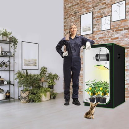 Grow Tent Complete Setup 2x2, 70W Full Spectrum LED Grow Light & 24"x24"x48" Grow Tent Bundle, 4" Efficient Airflow Ventilation System with Soundproof Duct Connector - size: 24"x24"x48" + 70W