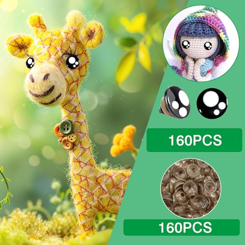 TOAOB 320pcs Plastic Safety Eyes with Washers Black Craft Eyes 18mm Stuffed Animals Eyes Oval Craft Doll Eyes for DIY Amigurumis Crochet Animals Making - size: 18mm