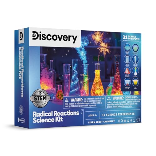 Discovery Radical Reactions Science Kit - 31 Experiments STEM Lab for Kids| DIY Activity Set with Chemistry Tools, Volcano Mold, Instant Snow| Educational Learning Toy| Gift for Boys Girls| Ages 8+