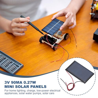 MECCANIXITY 5 Pcs 3V 0.27W 90mA Mini Solar Panels with 2 Cable - style: 3V 0.27W 90mA