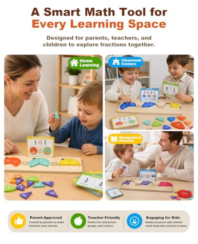 Fraction Manipulatives Set, Fraction Wooden Tiles & Fraction Circles Set