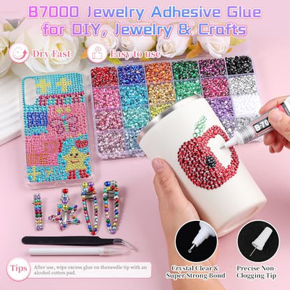 14400Pcs 4mm Resin Rhinestones Bedazzling Kit, Pink Red Black Flatback Gems - color: 4mm
