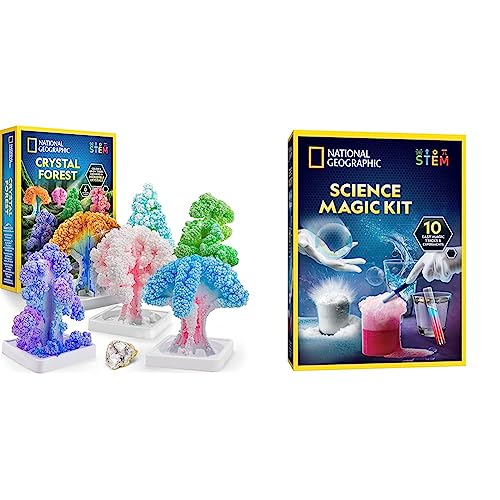 NATIONAL GEOGRAPHIC Craft Kits for Kids - Crystal Growing Kit, Grow 6 Crystal Trees in Just 6 Hours, Educational & Magic Chemistry Set – Science Kit for Kids with 10 Amazing Magic Tricks, STEM