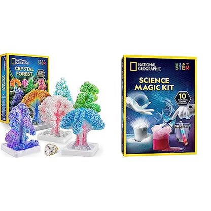 NATIONAL GEOGRAPHIC Craft Kits for Kids - Crystal Growing Kit, Grow 6 Crystal Trees in Just 6 Hours, Educational & Magic Chemistry Set – Science Kit for Kids with 10 Amazing Magic Tricks, STEM