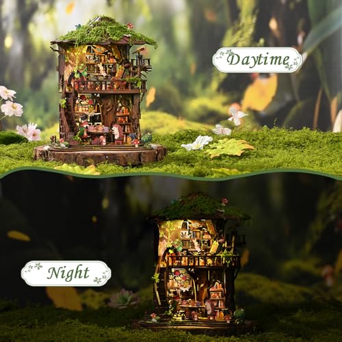 Forest Tea Book Club Book Nook Kit with LED Treehouse Library - style: Forest Tea Book Club