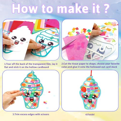 WorldBazaar Ice Cream Suncatcher Crafts 16 Sets Classroom Activities