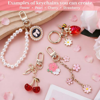 Wurosi 773 Pcs Lip Gloss Keychain Making Kit with Storage Box - color: 773 Pcs Gold Keychain Kit