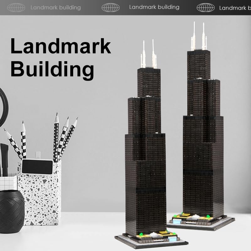 Willis Tower Blocks Set,2847 PCS 1:800 New York Landmark Model for Adults - color: Willis Tower