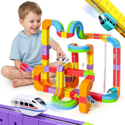 SOCBTNSO 88 PCS KlickRail 3D Modular Electric Train Set for Kid 3-8 - size: 88PCS