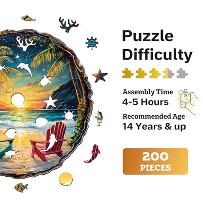 Jigfoxy Wooden Puzzle for Adults, Sunset Beach Wood Puzzles Adult - color: Sunset Beach, size: Medium