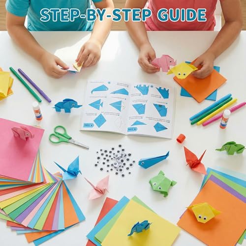 Koogel 250 Sheets Origami Paper Craft Kits, 6"x 6" with Origami Book