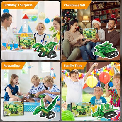 5 IN 1 Dinosaur Toy for 6-12 Years Old Kids Boys, Robot Dino Building Set with APP & 2.4GHz Remote Control Science Programmable Building Block Dinosaur Kit, Birthday Gifts for Age 6 7 8 9 10 11 12