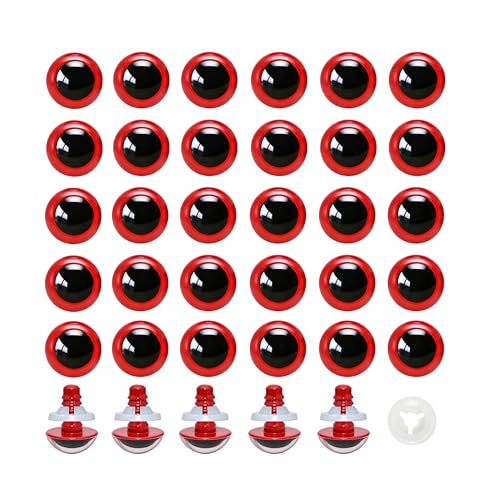 BESTCYC 100pcs 10mm Red Plastic Safety Eyes Craft Eyes with Washers for Amigurumi Dolls Plush Animals DIY Craft Lovers Doll Makers Crochet Craft Supplies - color: Red, size: 10mm