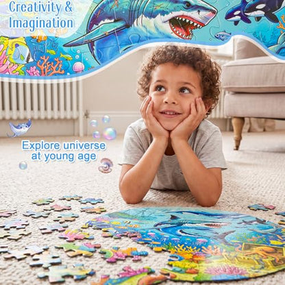 Civaner 70 Pieces Floor Puzzles Round Large Puzzles, Ocean - style: Ocean