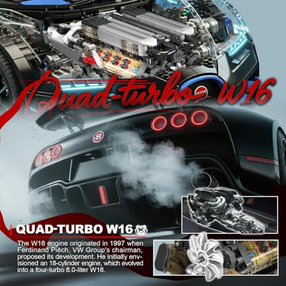 Sosuy W16 Car Engine Model Kit Mini Motor Building Blocks Set that can Runs - color: W16 Engine