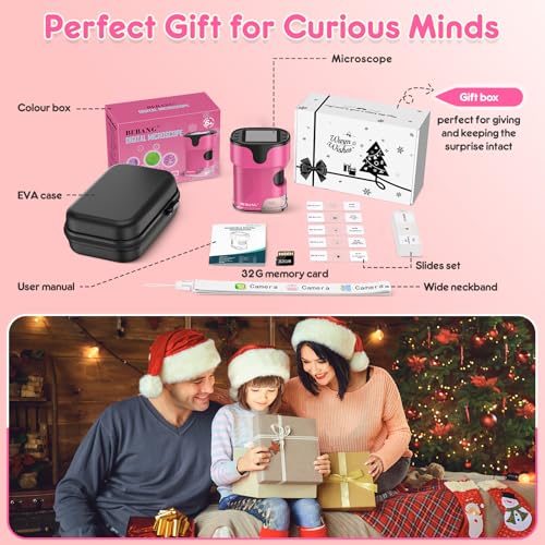 Kids Digital Microscope Science Gift: Complete STEM Toy Kit for Ages 4-12 - color: Pink