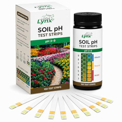 Soil pH Test Kit, 100 Test Strips, pH 3-9 for Garden and Lawn
