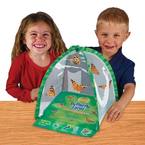 Insect Lore Butterfly Farm with Pre-Paid Voucher to Redeem Caterpillars - Ultra-Clear Dome Habitat, STEM Journal, Chrys-A-Lid Holder - Give the Gift of Raising Painted Lady Butterflies