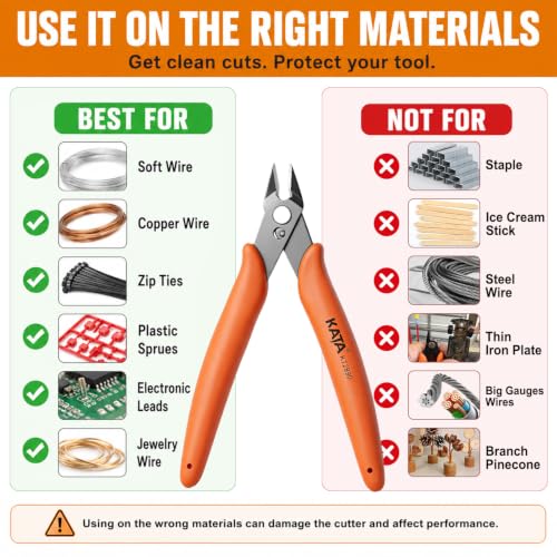 KATA Micro Wire Cutters, 5-Inch Precision Flush Cutter Tool for Electronics - color: 2 Pack 5" Flush Cutter Orange