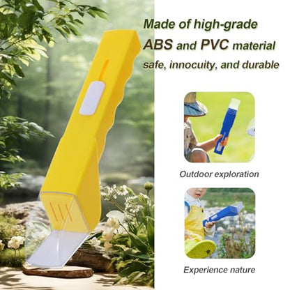 2Pcs Small Animals Catcher Quick Release Humane Catching Tool Clear Contactless Observer Kids Adults Nature Exploration Container to Capture Butterflies, Bees, Spiders, etc (Yellow+Blue) - color: Yellow+blue