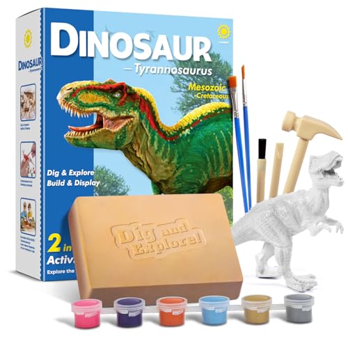 Dinosaur Dig Kit for Kids, Tyrannosaurus Rex Fossil Excavation Science Set with Full Tools, 3D Skeleton Puzzle Assembly, STEM Archaeology Educational Craft Toys, Gift for Boys Girls 6+ - size: Tyrannosaurus Rex Excavation